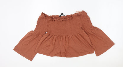 Womens UK Size 8 New Look Orange Cropped Blouse