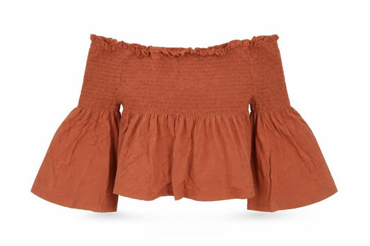 Womens UK Size 8 New Look Orange Cropped Blouse