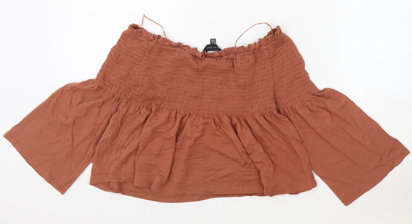 Womens UK Size 8 New Look Orange Cropped Blouse