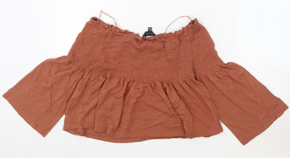 Womens UK Size 8 New Look Orange Cropped Blouse