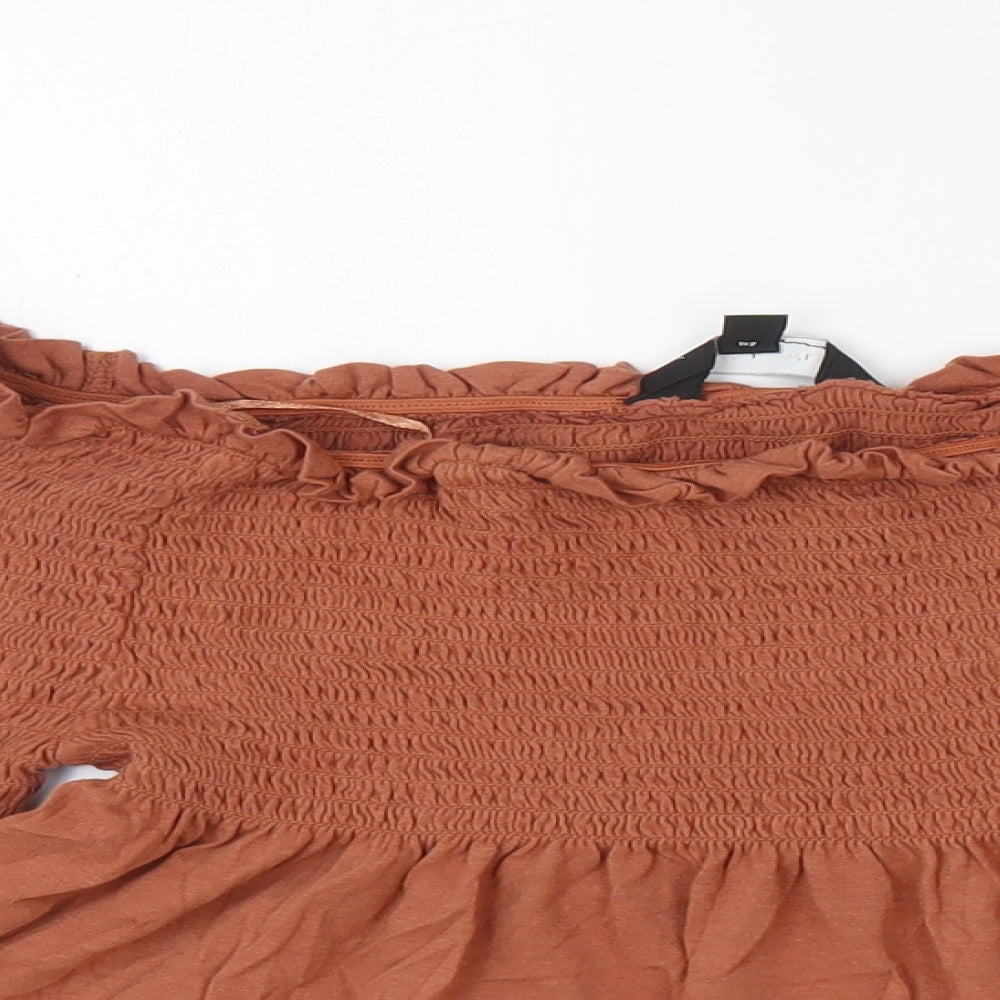Womens UK Size 8 New Look Orange Cropped Blouse