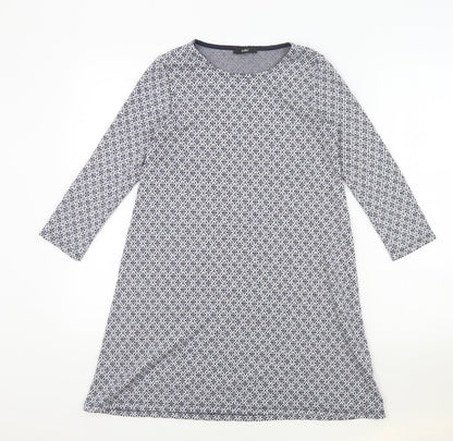 Zuiki Womens Black Geometric Polyester T-Shirt Dress Size S Round Neck Pullover