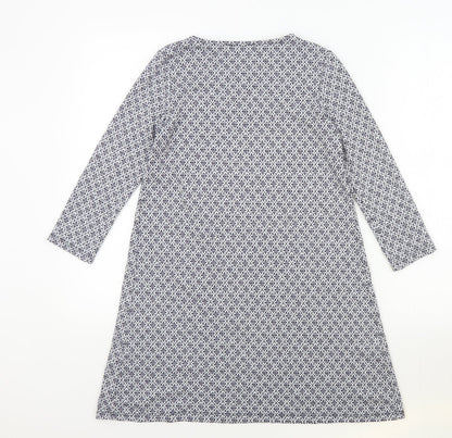 Zuiki Womens Black Geometric Polyester T-Shirt Dress Size S Round Neck Pullover