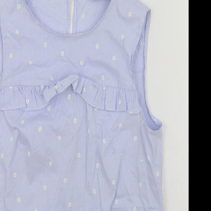 F&F Womens Blue Striped Cotton Basic Tank Size 6 Round Neck - Daisy