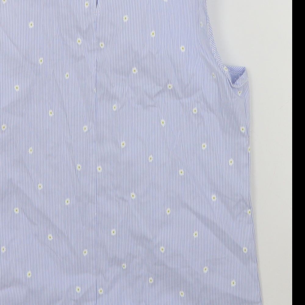 F&F Womens Blue Striped Cotton Basic Tank Size 6 Round Neck - Daisy