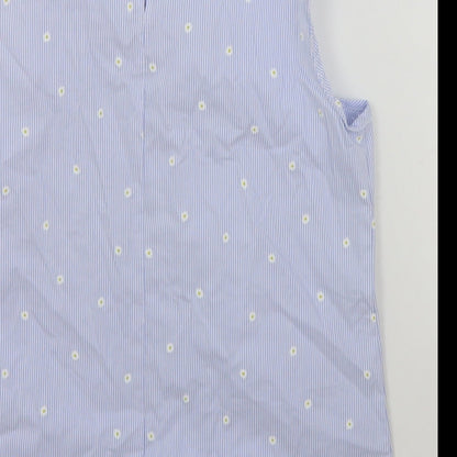 F&F Womens Blue Striped Cotton Basic Tank Size 6 Round Neck - Daisy