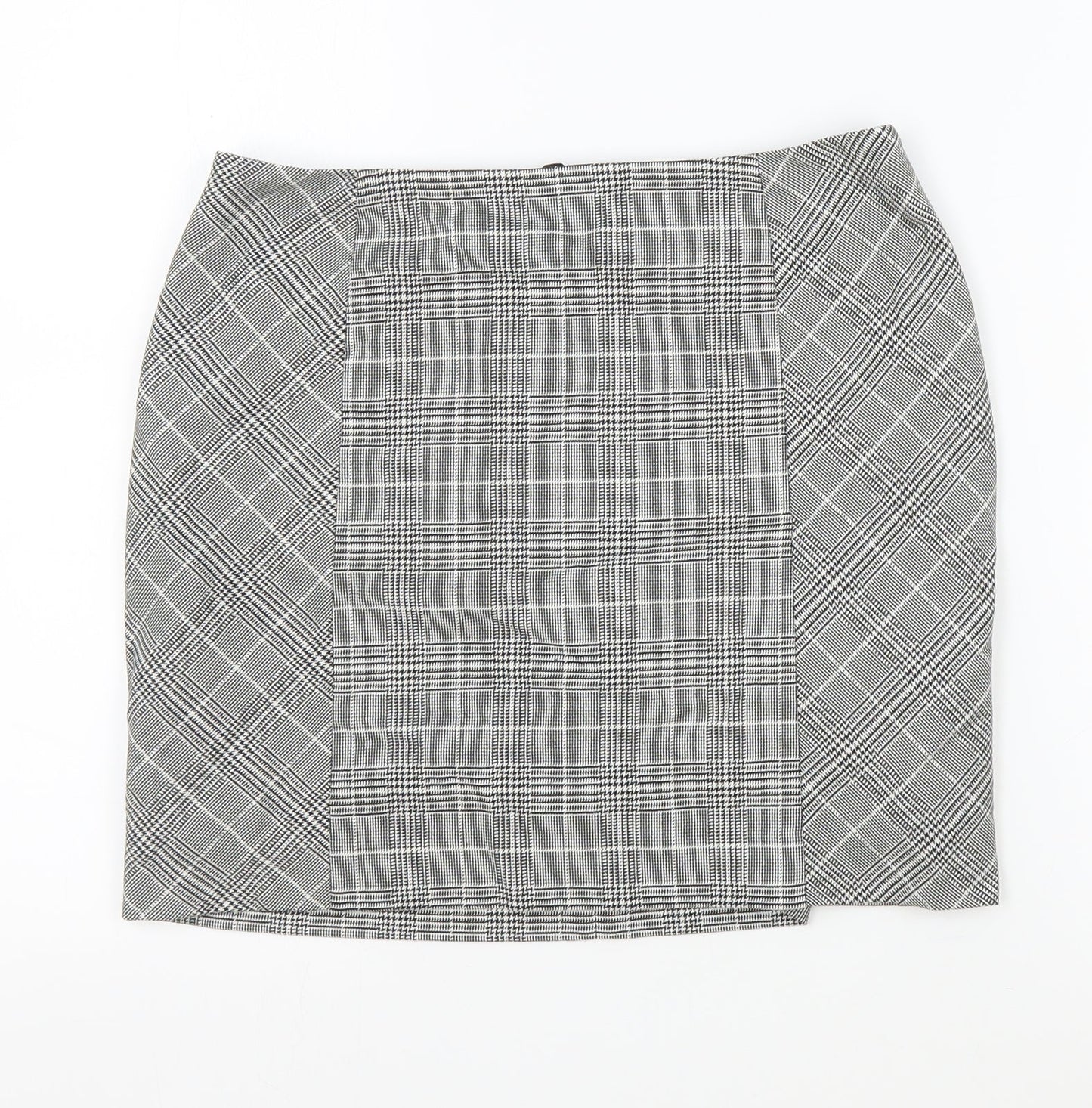 H&M Womens Grey Plaid Polyester Mini Skirt Size 10 Zip