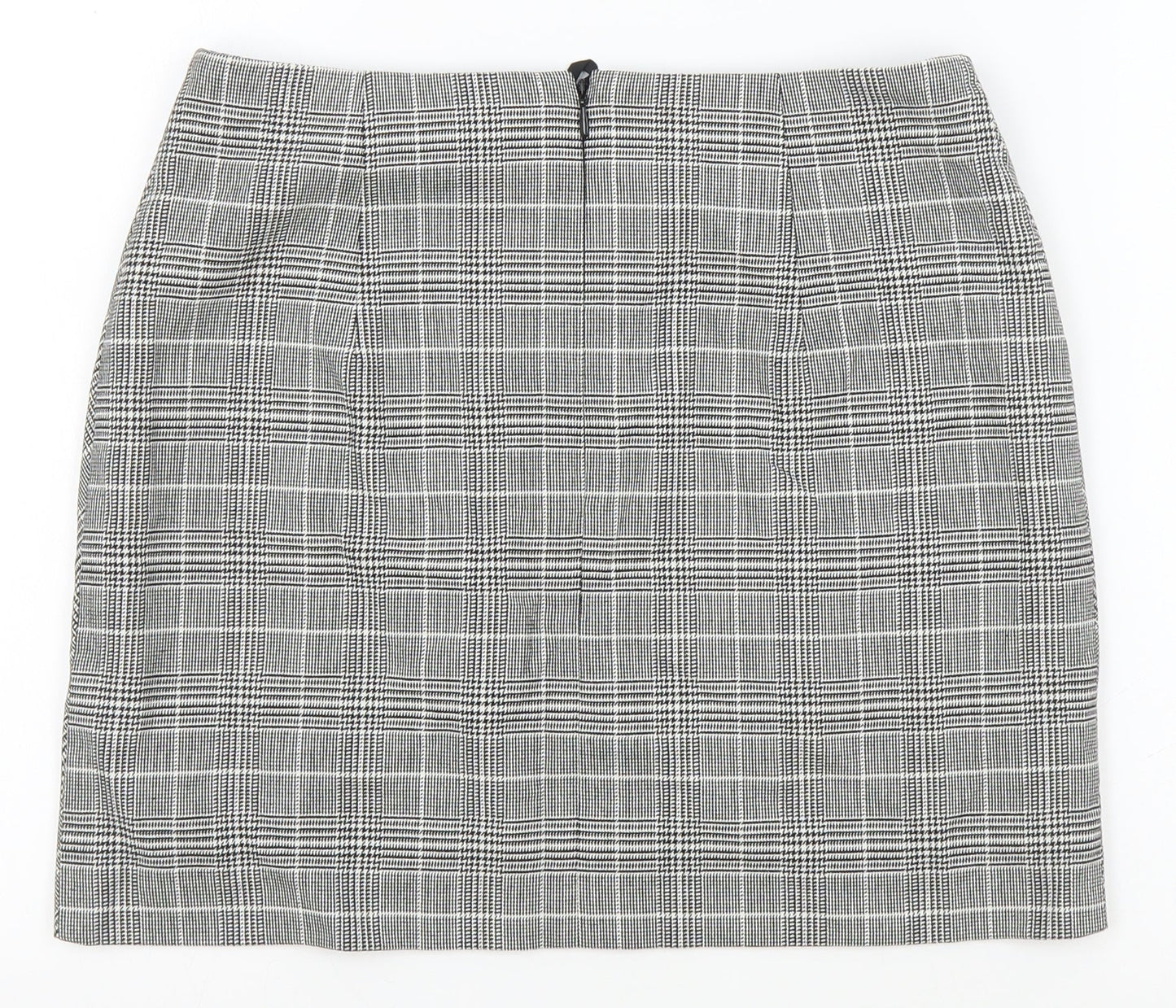 H&M Womens Grey Plaid Polyester Mini Skirt Size 10 Zip