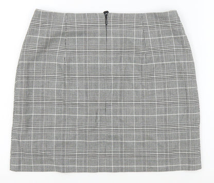 H&M Womens Grey Plaid Polyester Mini Skirt Size 10 Zip