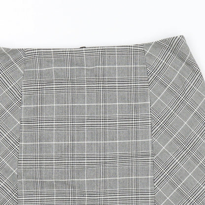 H&M Womens Grey Plaid Polyester Mini Skirt Size 10 Zip