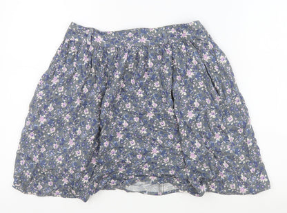 Indigo Womens Grey Floral Viscose Mini Skirt Size 10