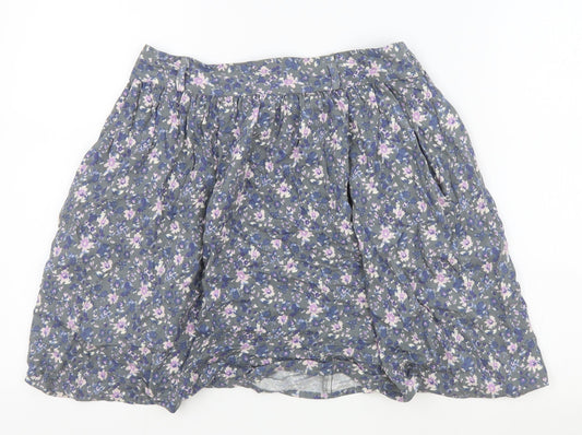 Indigo Womens Grey Floral Viscose Mini Skirt Size 10