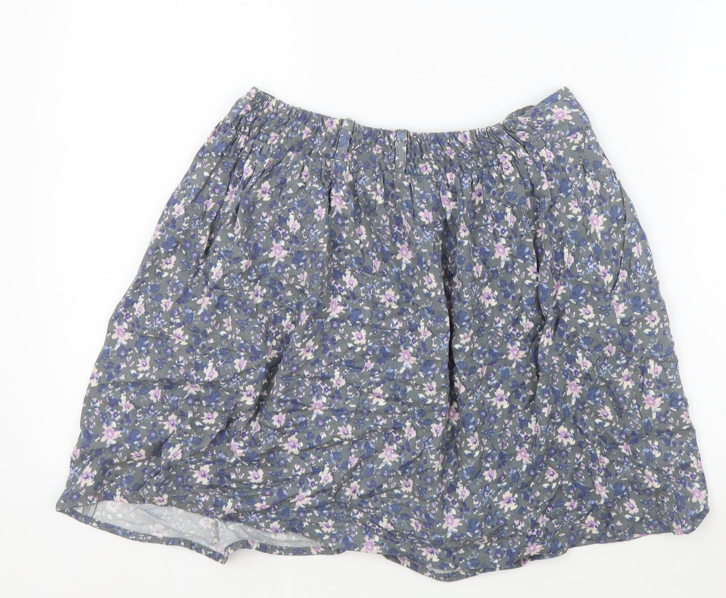 Indigo Womens Grey Floral Viscose Mini Skirt Size 10