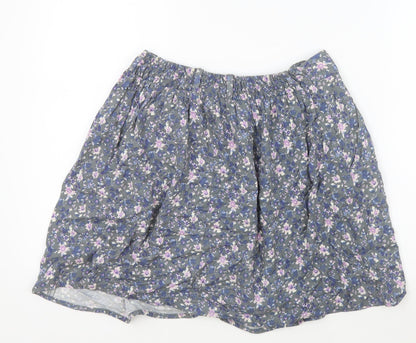 Indigo Womens Grey Floral Viscose Mini Skirt Size 10