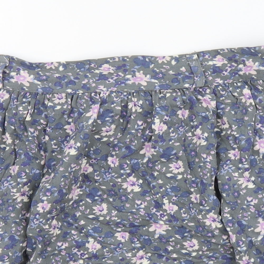 Indigo Womens Grey Floral Viscose Mini Skirt Size 10
