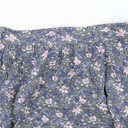 Indigo Womens Grey Floral Viscose Mini Skirt Size 10