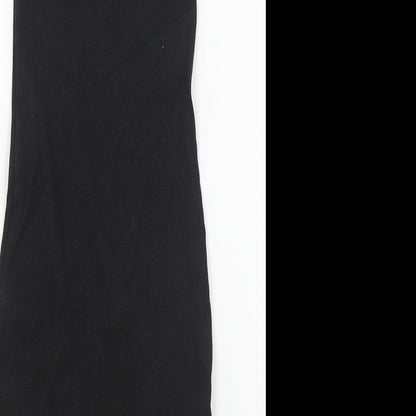 Zara Womens Black Cotton Bodycon Size S Square Neck Pullover