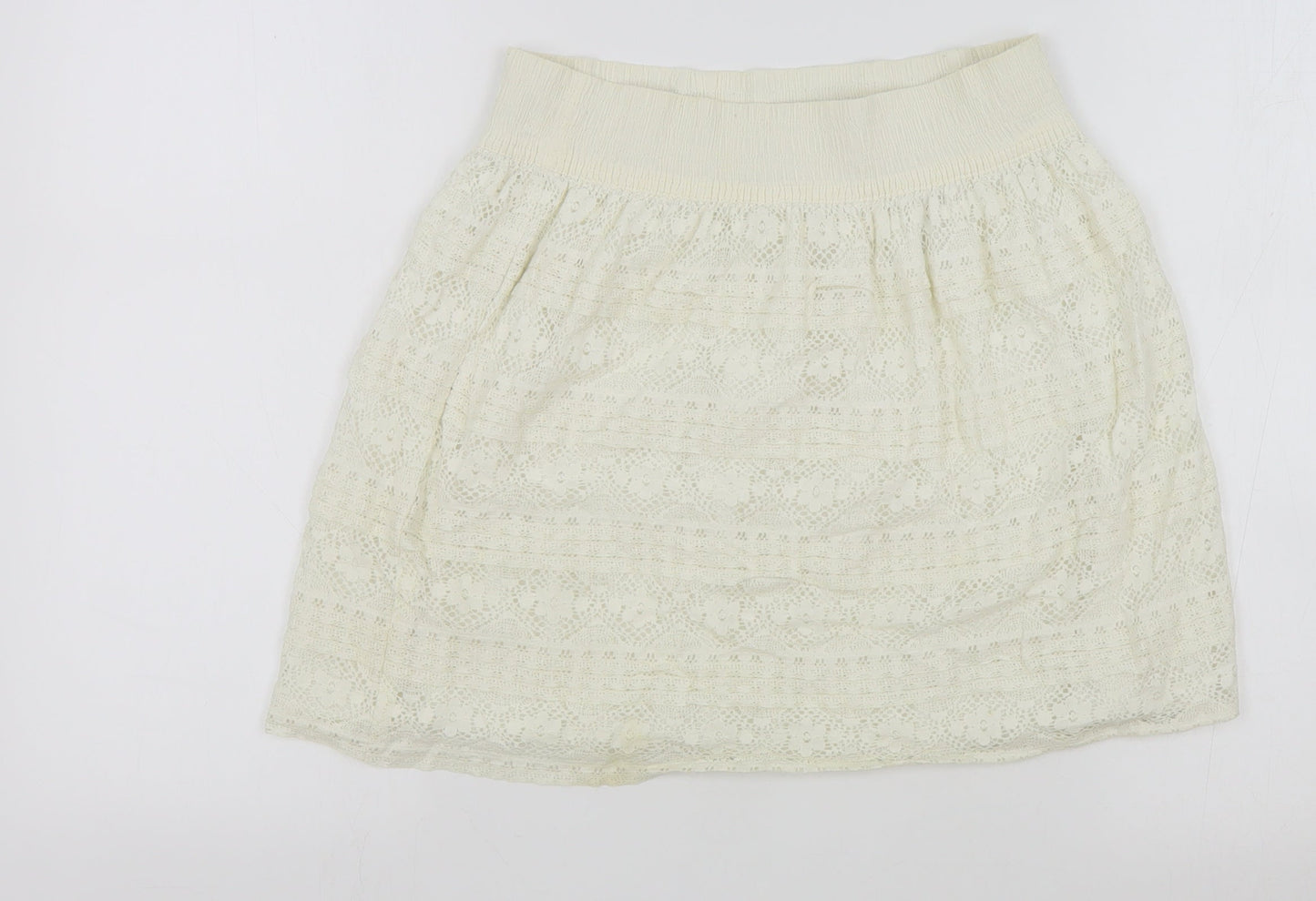 H&M Womens Ivory Cotton Mini Skirt Size XS
