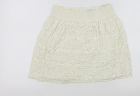 H&M Womens Ivory Cotton Mini Skirt Size XS