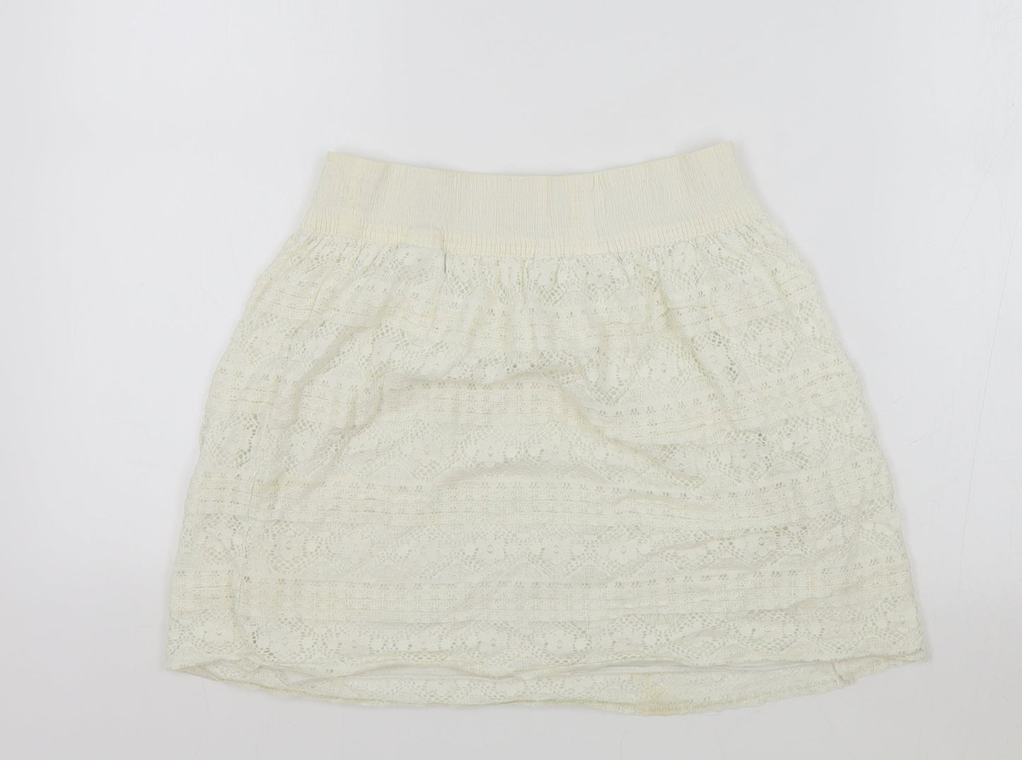 H&M Womens Ivory Cotton Mini Skirt Size XS