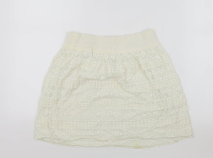 H&M Womens Ivory Cotton Mini Skirt Size XS