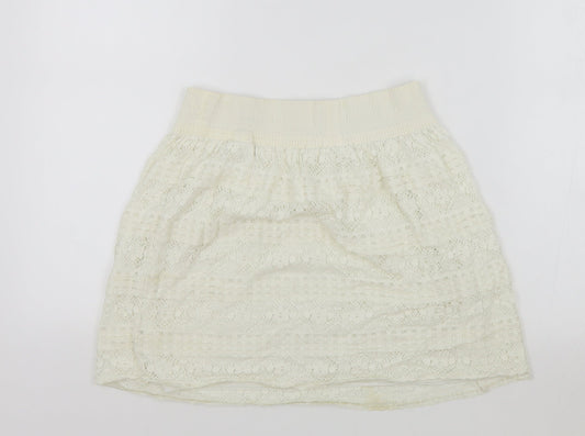 H&M Womens Ivory Cotton Mini Skirt Size XS