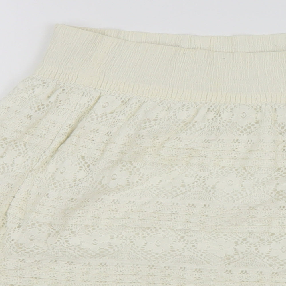 H&M Womens Ivory Cotton Mini Skirt Size XS