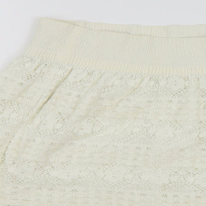H&M Womens Ivory Cotton Mini Skirt Size XS