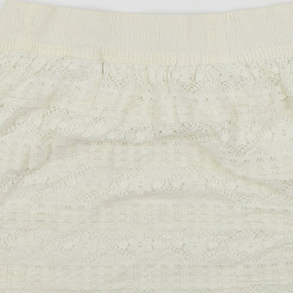 H&M Womens Ivory Cotton Mini Skirt Size XS