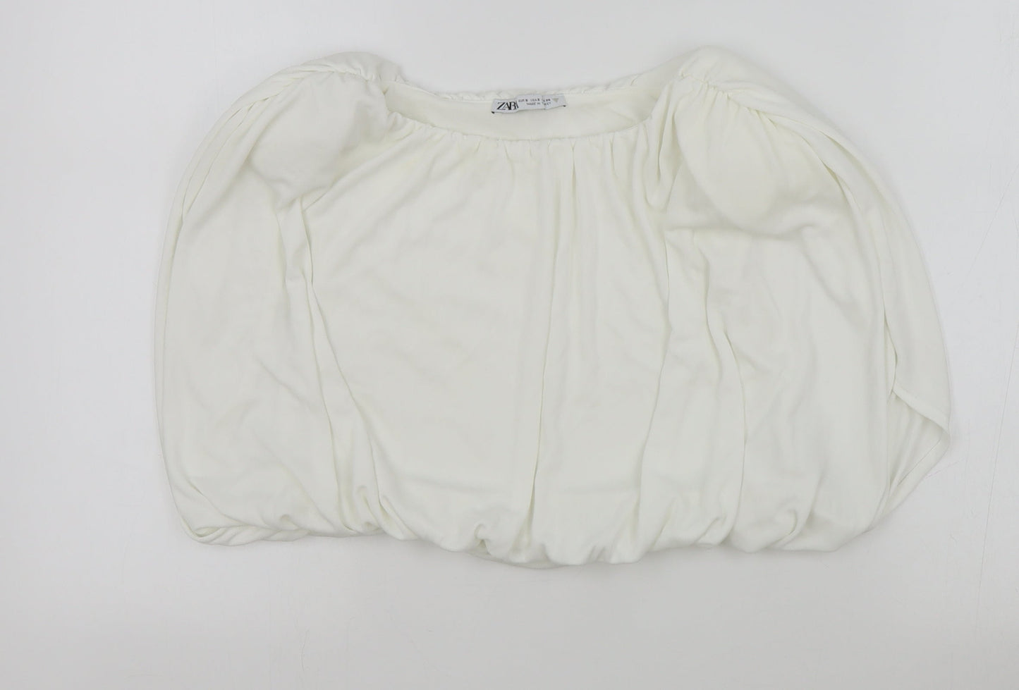 Womens UK Size S Zara White Cropped T-Shirt