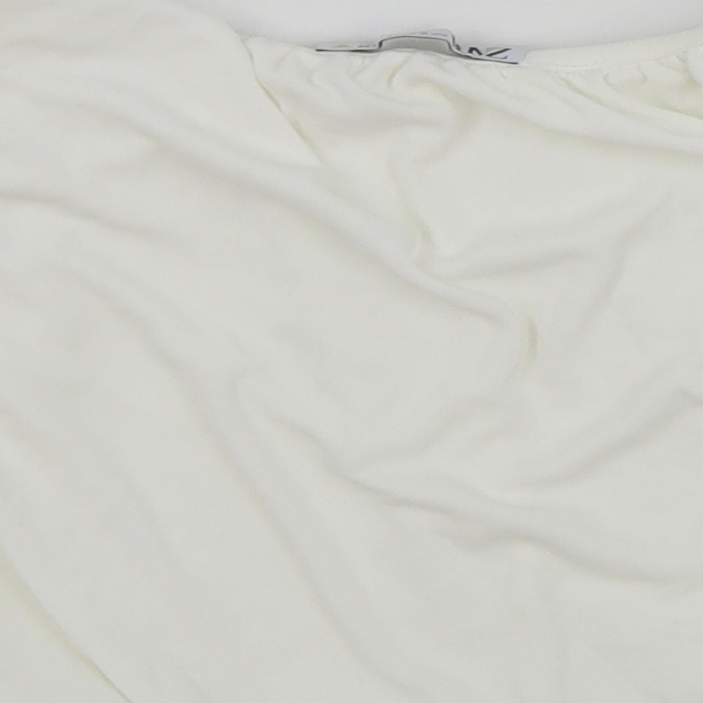 Womens UK Size S Zara White Cropped T-Shirt