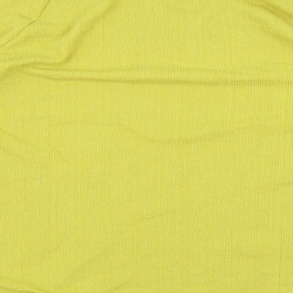 M&S Womens Yellow Polyester Basic Blouse Size 14 Round Neck - Keyhole