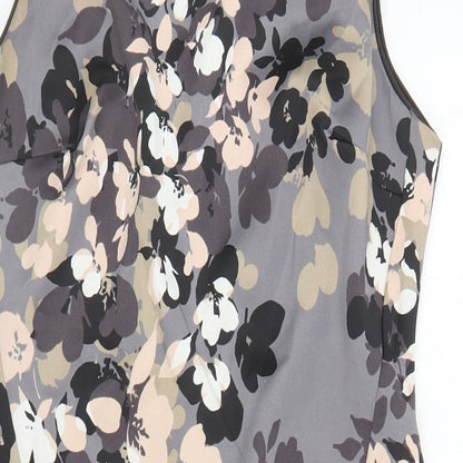 Belle Vere Womens Grey Floral Polyester A-Line Size M Boat Neck Zip