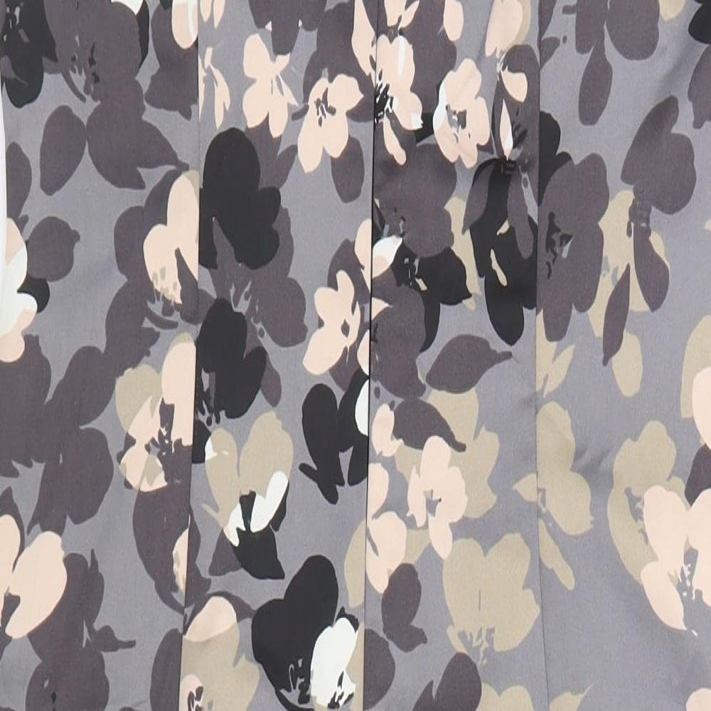 Belle Vere Womens Grey Floral Polyester A-Line Size M Boat Neck Zip