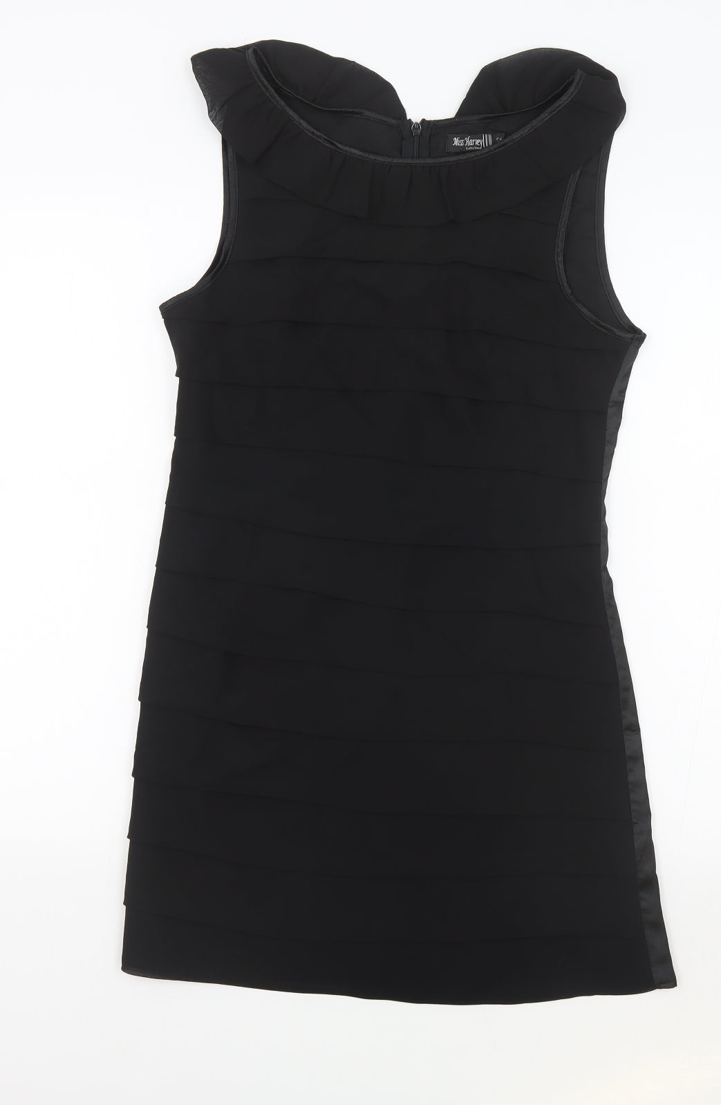 Miss Harvey Womens Black Polyester Bodycon Size 12 Boat Neck Zip