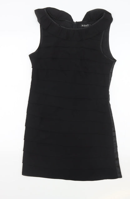 Miss Harvey Womens Black Polyester Bodycon Size 12 Boat Neck Zip
