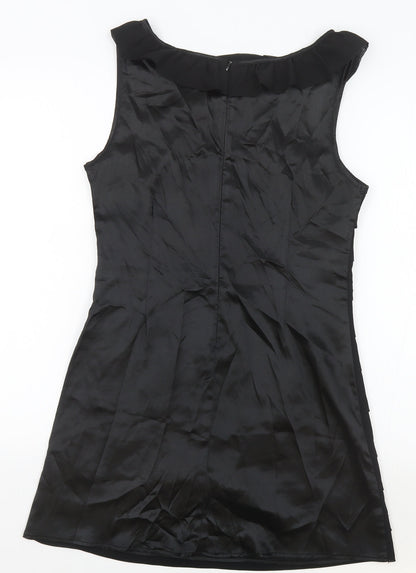 Miss Harvey Womens Black Polyester Bodycon Size 12 Boat Neck Zip