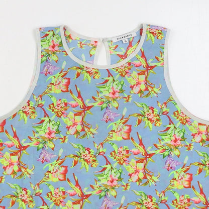 Glamorous Womens Multicoloured Floral Polyester Basic Tank Size 16 Round Neck