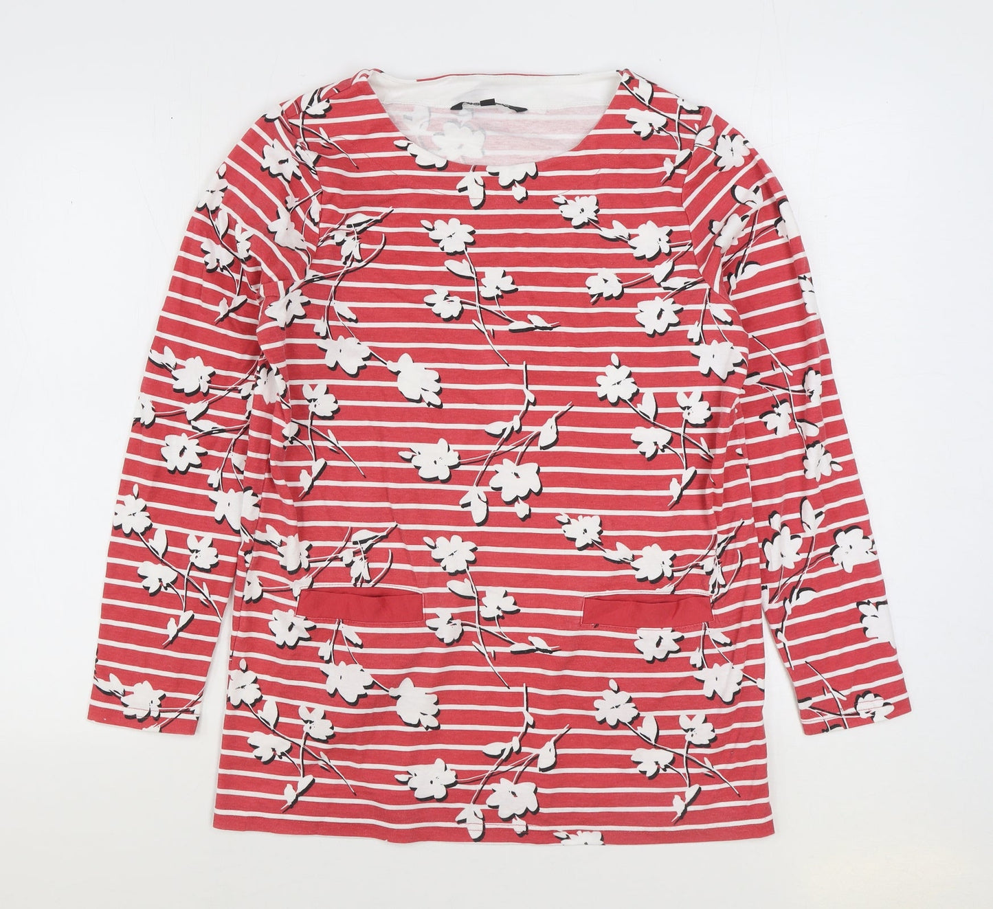 Bonmarché Womens Red Striped Cotton Pullover Sweatshirt Size 12 Pullover - Floral