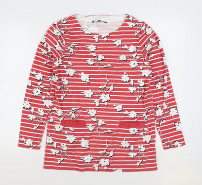 Bonmarché Womens Red Striped Cotton Pullover Sweatshirt Size 12 Pullover - Floral