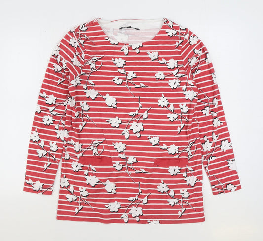 Bonmarché Womens Red Striped Cotton Pullover Sweatshirt Size 12 Pullover - Floral