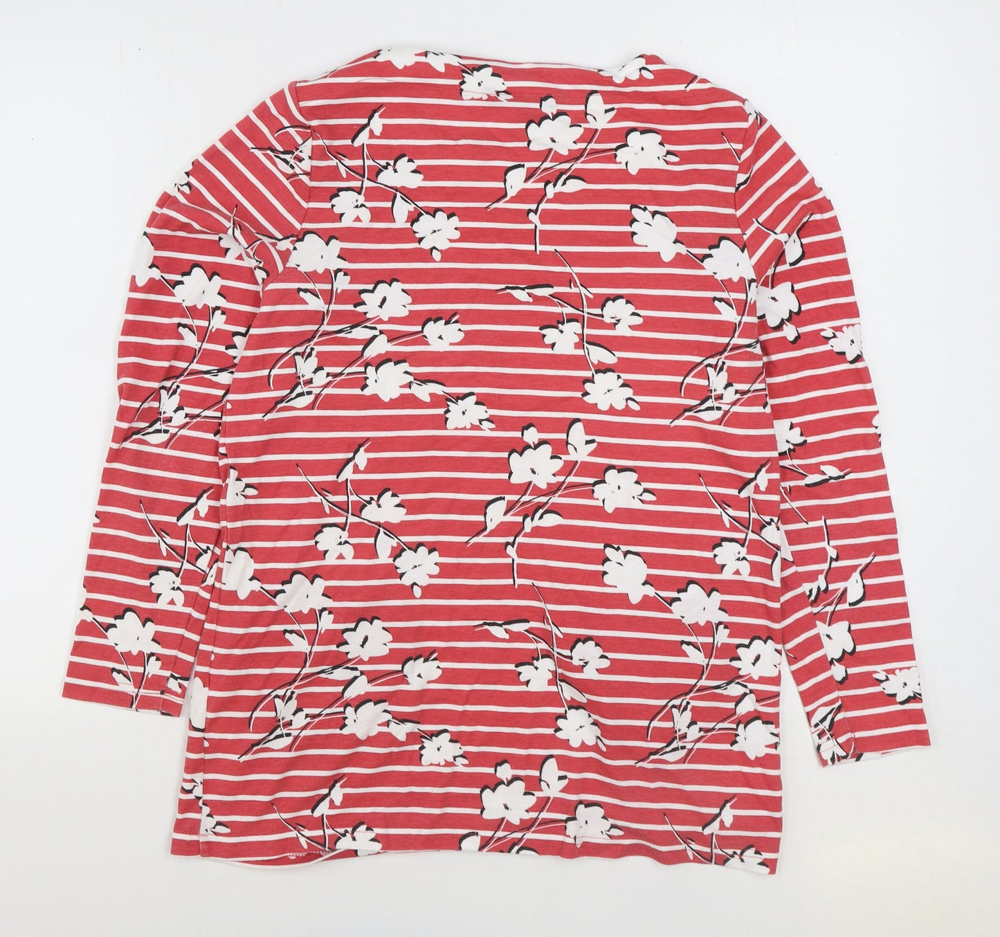 Bonmarché Womens Red Striped Cotton Pullover Sweatshirt Size 12 Pullover - Floral