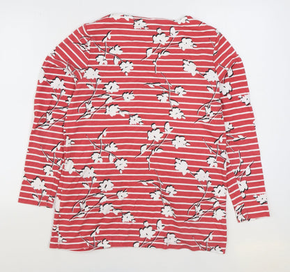 Bonmarché Womens Red Striped Cotton Pullover Sweatshirt Size 12 Pullover - Floral