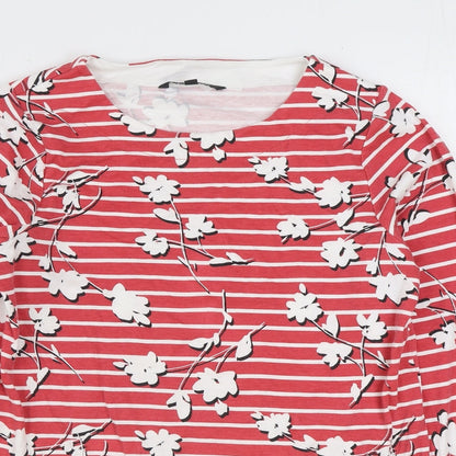 Bonmarché Womens Red Striped Cotton Pullover Sweatshirt Size 12 Pullover - Floral