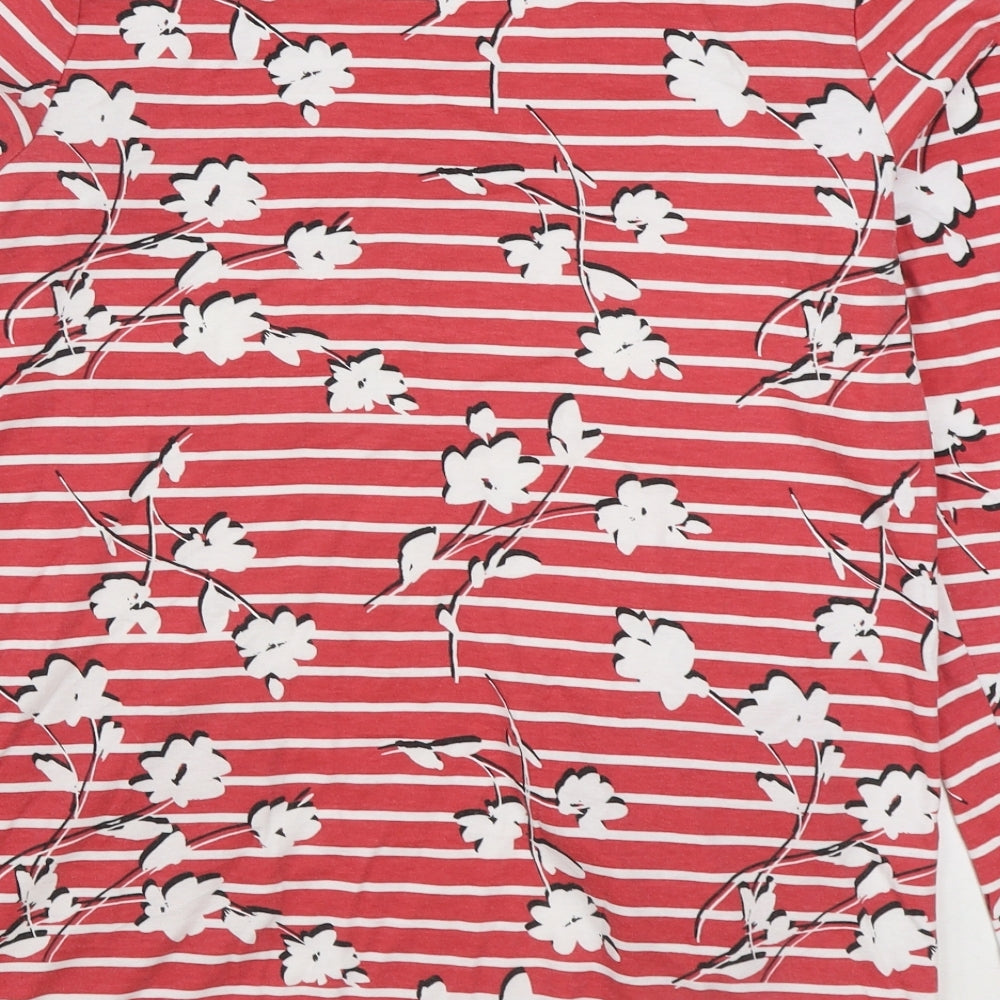 Bonmarché Womens Red Striped Cotton Pullover Sweatshirt Size 12 Pullover - Floral