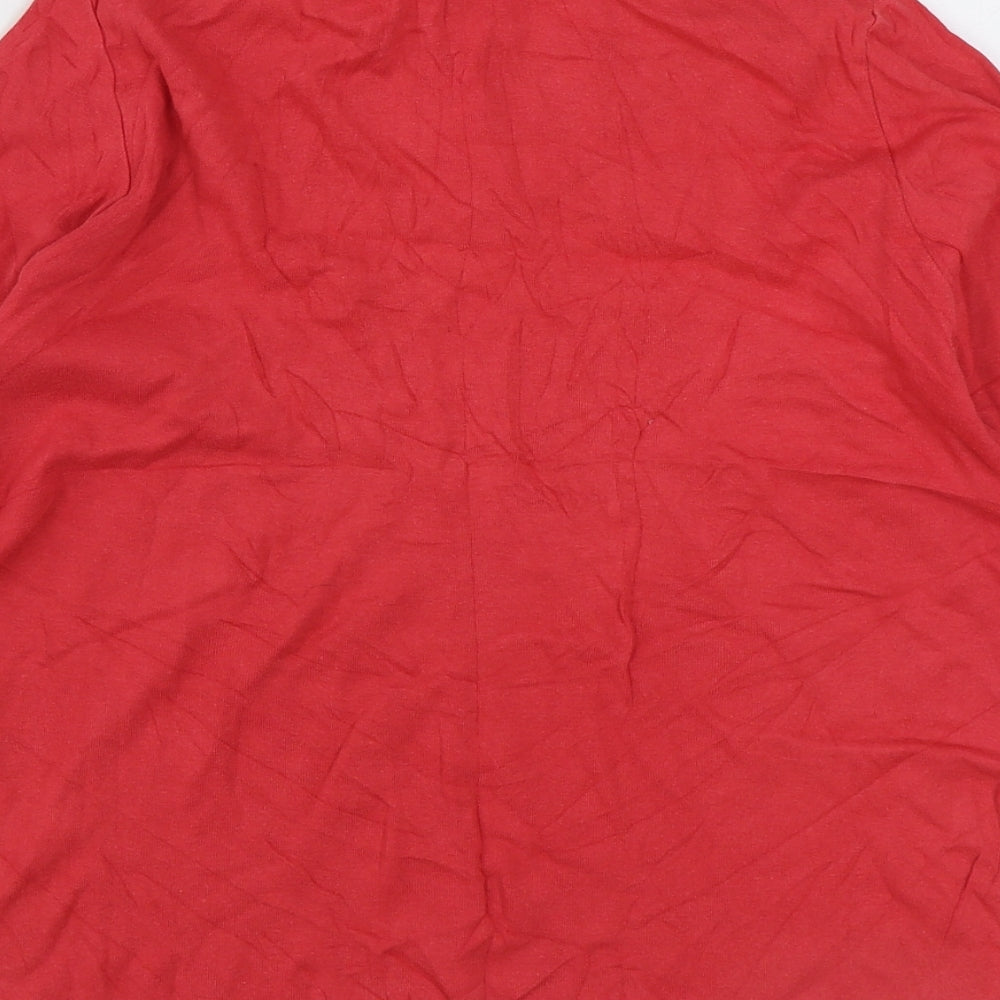 Damart Womens Red Cotton Basic Blouse Size S Collared