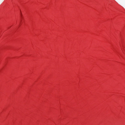 Damart Womens Red Cotton Basic Blouse Size S Collared