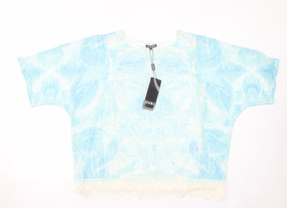 Womens UK Size S Casamia Blue Basic T-Shirt