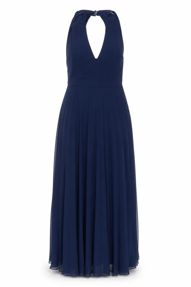 Boohoo Womens Blue Polyester A-Line Size 8 Halter Button