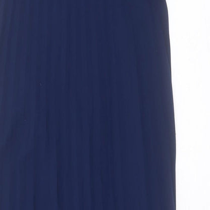 Boohoo Womens Blue Polyester A-Line Size 8 Halter Button